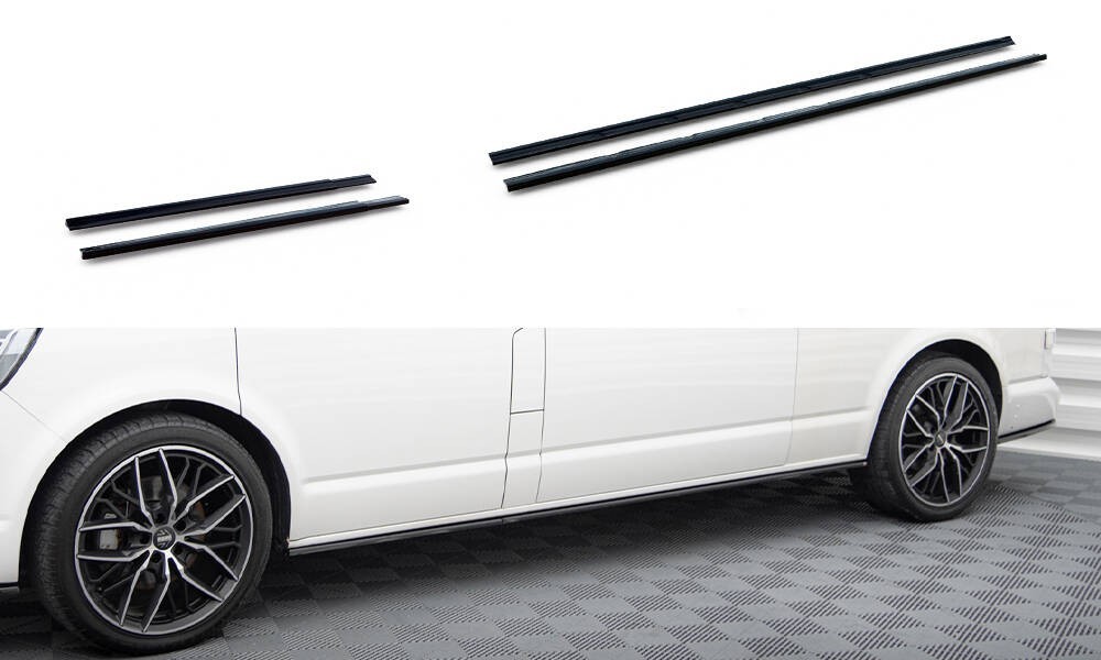 Rajouts de bas de caisse Maxton pour Volkswagen T6.1 Long en ABS noir