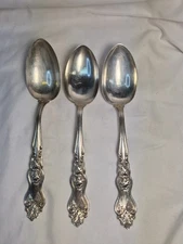 3- American Silver 8×2" MOSELLE Grape Silver Plated Vegetable SERVING SPOONS USA
