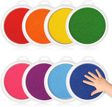 8 Colors 7" Ink Pads for Stamps, Washable Stamp Pad for Kids Finger Paint