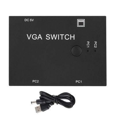 VGA Splitter Computer Accessory 2-In-1-Out 2 Port Switcher HD Display Access Hot