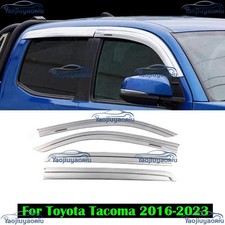 Matte Chrome Window Visor Vent Shades Sun Rain Guard For Toyota Tacoma 2016-2023 Matte Chrome Window Visor Vent Shades Sun Rain Guard For Toyota Tacoma 2016-2023