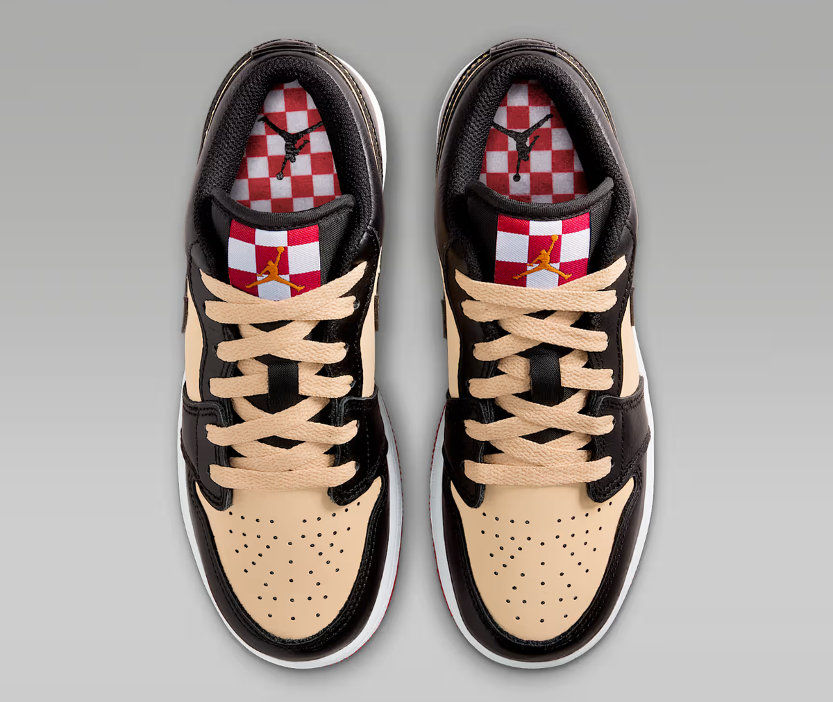 Air Jordan Low Shoes Sesame Fire Red Black Big Kids' (GS) Size 7Y