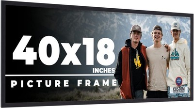 40x18 Frame Black Real Wood Picture Frame Width 0.75 inches | Interior Frame Dep