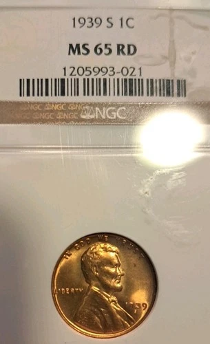 1939 S Lincoln Cent NGC MS65 RED