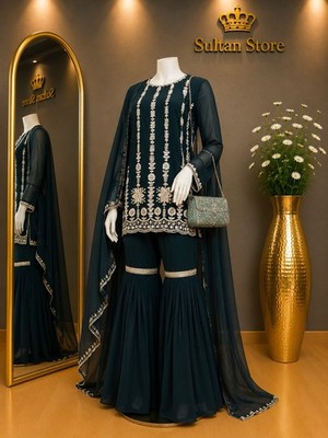 Elegantes Abendkleid Damen 3-teilig ,Punjabi Salwar Kameez ,Party Hochzeit , XL