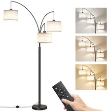 3 Lights Floor Lamp with Remote Control and 3 Stepless Dimmable Bulbs, 78" Ta...