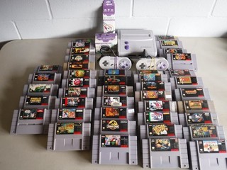 Super Nintendo SNES Console and Game Lot of 42