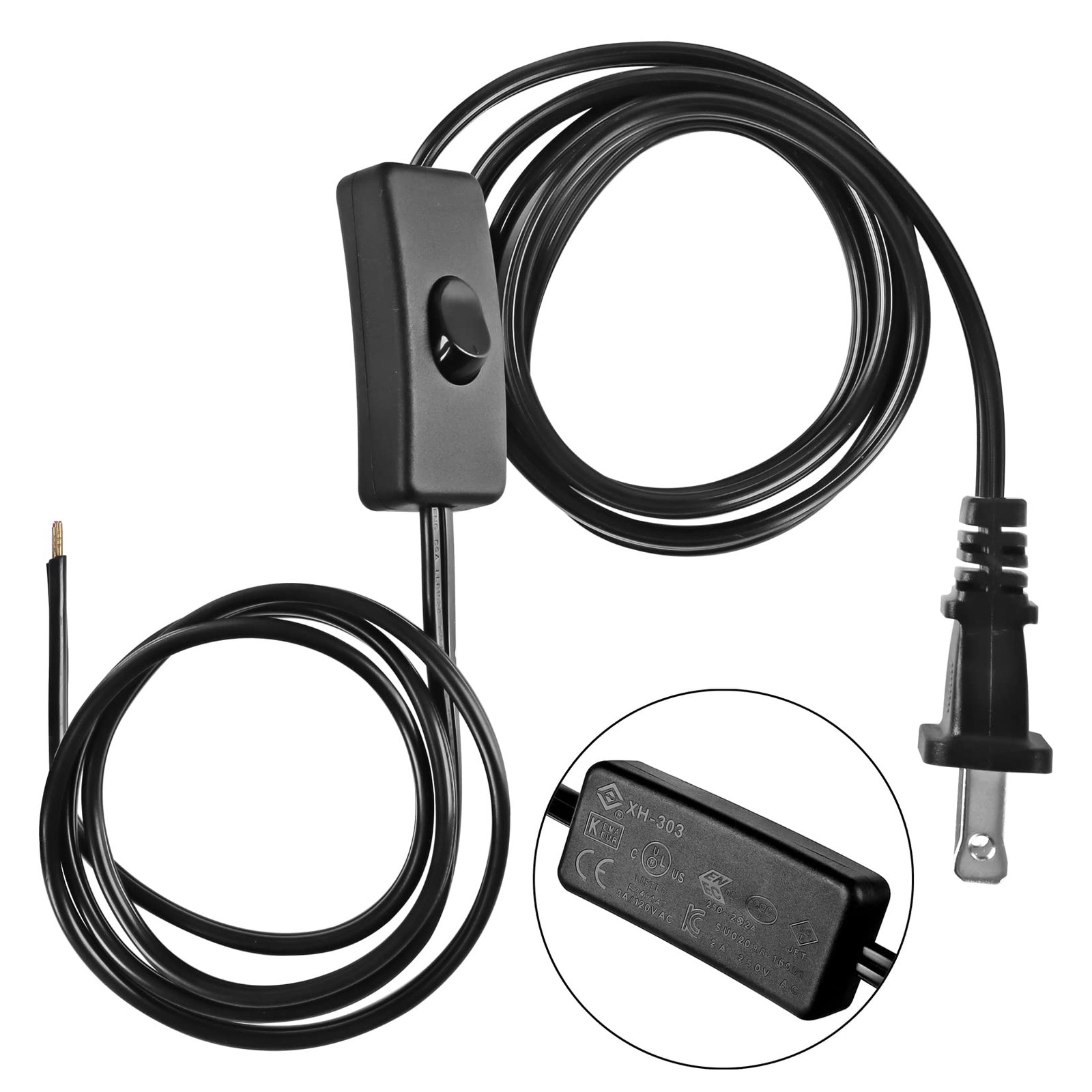 Lamp Power Cord with On/Off Switch 3A/120V, UL Certified Lamp Wire with Mold