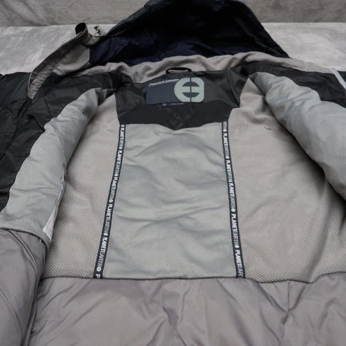 Planet Earth Down Jacket Mens Medium Blue Insulated Quilted Pit Zip Puffer VTG image 6