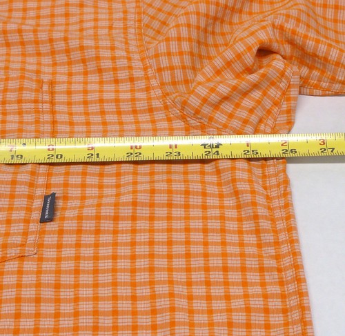 Simms Shirt Mens XL Orange Plaid Nylon Seersucker Short Sleeve Fishing Outdoors - Picture 9 of 9