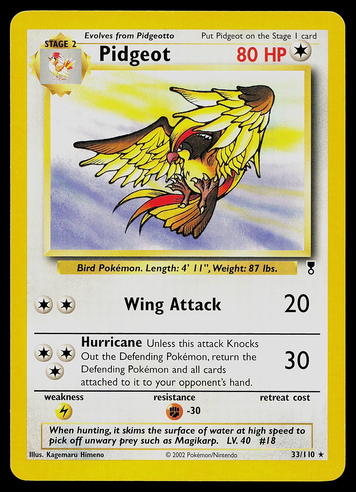 Pokemon Card - Pidgeot Legendary Collection 33/110 Rare