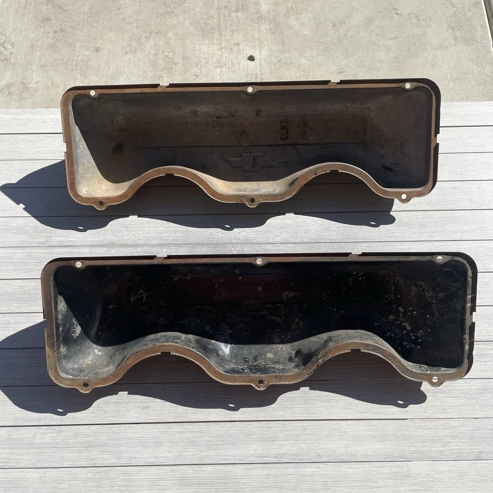 Cubiertas de válvula originales vintage 1958-62 Chevrolet Impala SS Bel Air 348 409 RARAS Foto 2 de 4