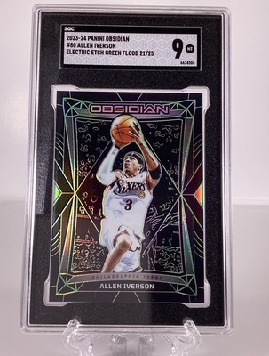 Allen Iverson /25 76ers 2023-24 Obsidian #80 Electric Green Etch