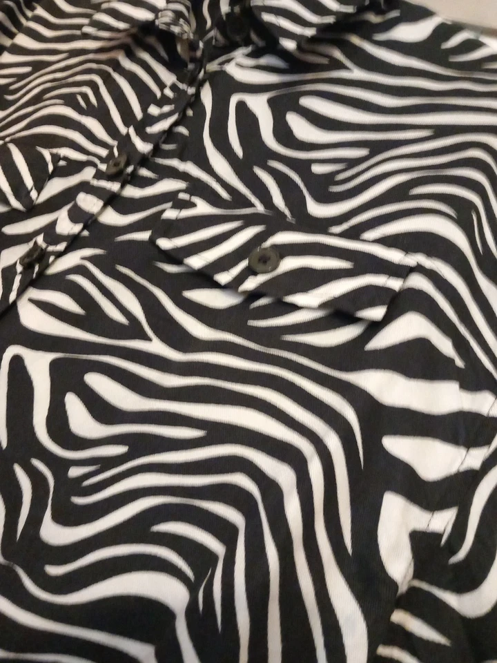 Black/white Zebra Stripe Long Roll Up Sleeves By Next Size 12 - Image 4 of 4