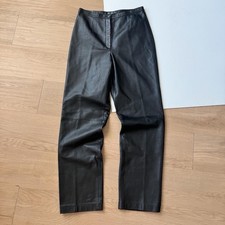 Black Leather Pants Medium Straight Leg Vintage 90s Minimalist Chic Biker
