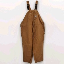 Carhartt Duck Bib Overalls B T 52x32 R01 Brown Canvas Workwear Relaxed Unlined