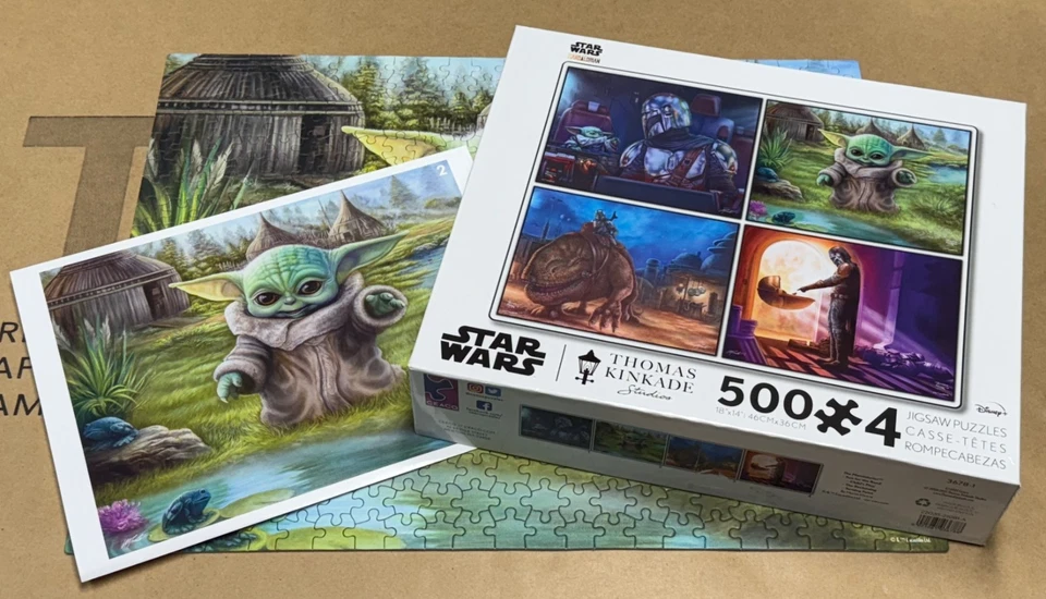 STAR WARS 4 x 500pc Multi-Puzzle Thomas Kinkade Mandalorian Collection - MINT - Image 4 of 4