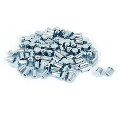 M3x8mm Hex Head Zinc Plated Carbon Steel Blind Self Clinching Standoff 100pcs