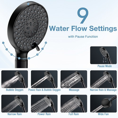 #ad Matte Black High Pressure Adjustable Handheld Shower Head with Filtered Bracket $17.99
