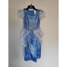 Disney Cinderella Fantasy Play Costume Dress Fits Sizes 4-6X Blue Sparkle 4