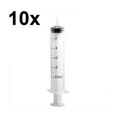 10 Syringe Luer Slip Tip 10mL Liquid Clear Plastic Sterile Medical/Animal Feeder