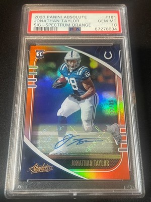 2020 Panini Absolute Rookie Jonathan Taylor Spectrum Auto /35 Orange PSA 10 #161