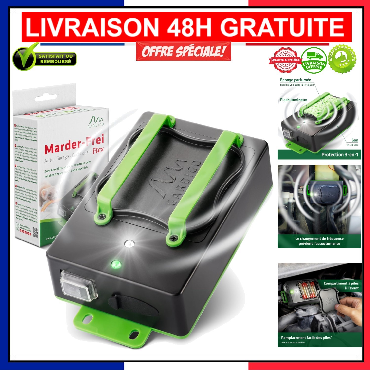 Répulsif Ultrasons Gardigo contre les rongeurs sous le capot