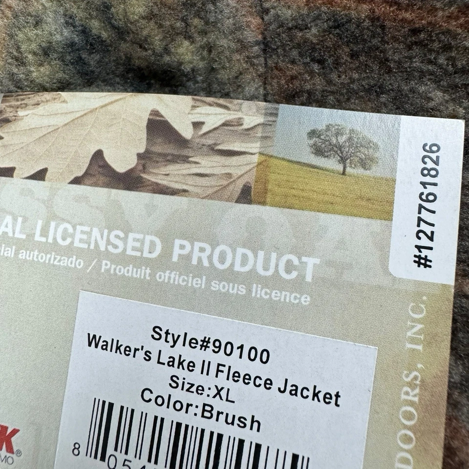 NOS Mossy Oak Brush Camo Fleece Jacket Men’s XL Walker’s Lake II Hunting NWT - Image 3 of 4