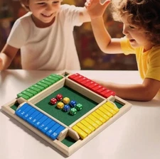 Game Parent for 4 Players Shut The Box Wooden Dice Flaps & Dices Board Game