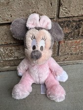 Disney Parks Soft Baby Minnie Mouse Plush Stuffed Pink Pastel Rattle Chime 9"