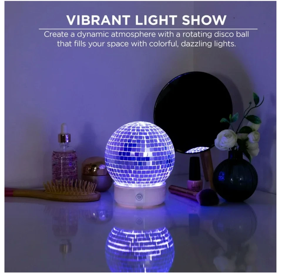 LED Rotating Mirror Disco Ball Table Lamp, Color-Changing Party Light - Image 4 of 4