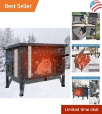Outdoor Insulated Cat House Feral Cat Enclosure Cat Shelter Weatherproof for ...