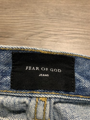 Vintage Fear of God Jeans 31 Blue Denim Jeans Ankle Zip Button Fly Los Angeles - Picture 4 of 11