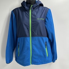 Free Country Unisex Kid's Full Zip Long Sleeve Blue Fleece Jacket Size L 14-16 