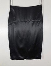 Vintage Claude Montana Silk Pencil Skirt Black Size US 6 / EUR 40 / 25" Waist