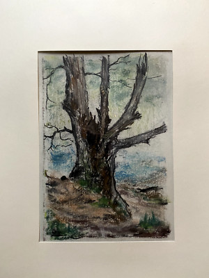 FRANZ EHMKE  *1928-2018 DDR MALER PASTELL BAUM AUF UFER LIEPNITZSEE WANDLITZ