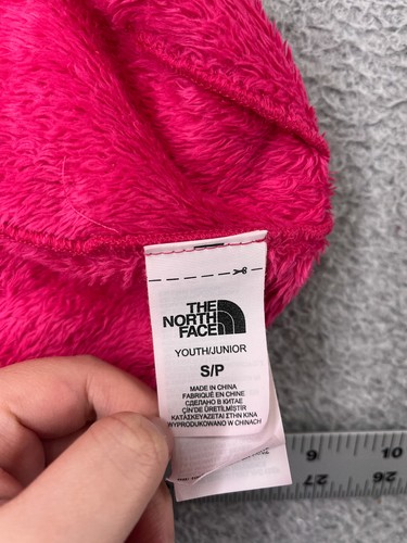 The North face Beanie Toque Youth Girls Small Pink Knit Fleece 100% Polyester - Picture 6 of 7
