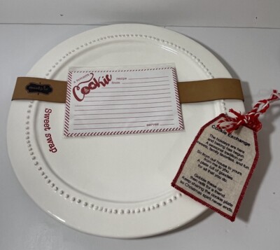 Pier 1 Mud Pie Sweet Swap Cookie Exchange Plate NWT 12 Inch Round White and Red