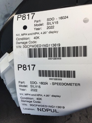 21 22 CHEVY SILVERADO 1500 Speedometer 84960242 84578527 MPH KPH OEM - Picture 4 of 4
