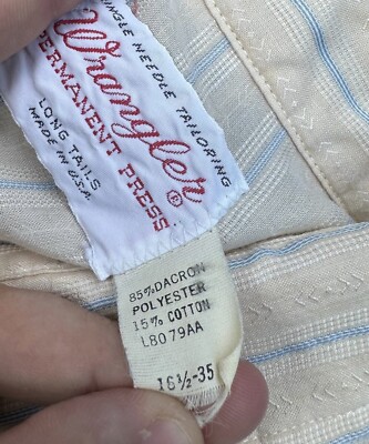 Vintage Wrangler Permanent Press Long Tails Pearl Snap
