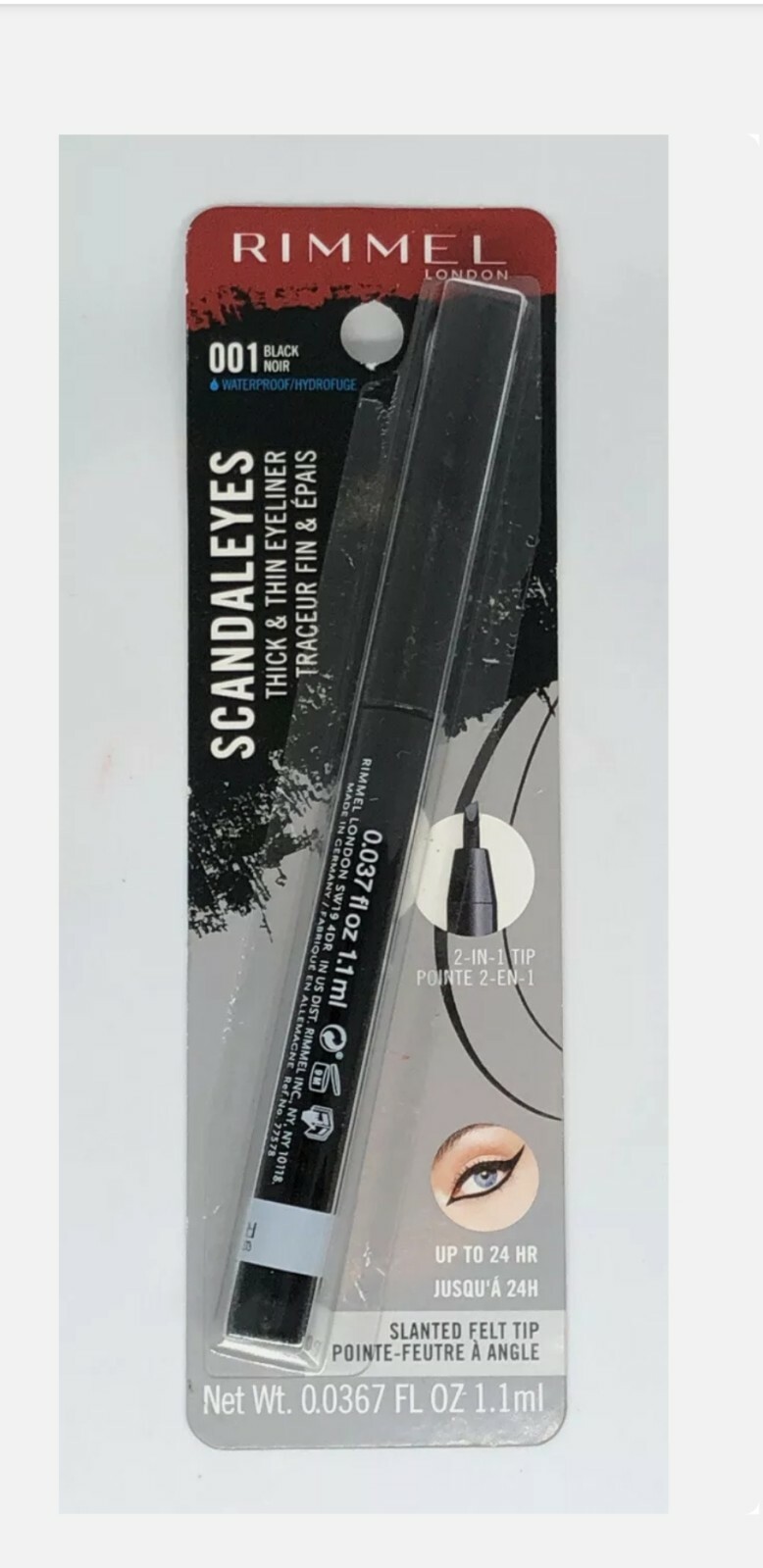 Rimmel Scandaleyes Thick and Thin Eyeliner 2 in 1 Tip #001 Black Waterproof 