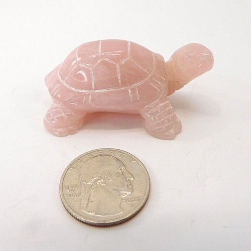 Rose Quartz Turtle Figurine Carved 2.2" - Picture 4 of 9