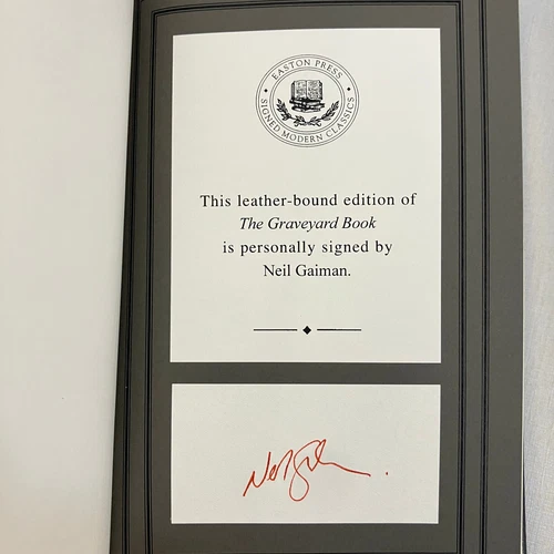 SIGNED Edition Neil Gaiman The Graveyard Book Easton Press Leather Bound COA