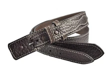 Full Grain Bison Leather Ranger Belt Strap - Made in USA - Dark Brown