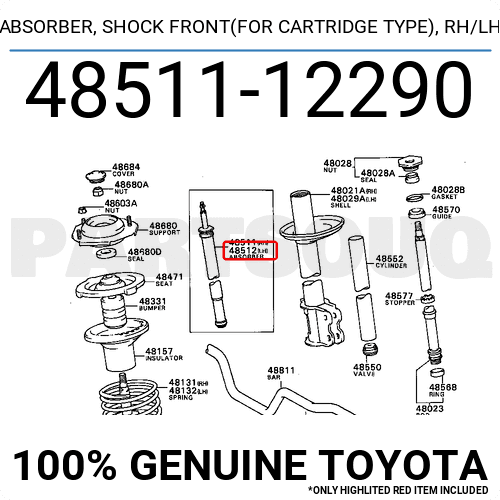 タケ 4851112290 Genuine Toyota ABSORBER, SHOCK FRONT(FOR CARTRIDGE TYPE