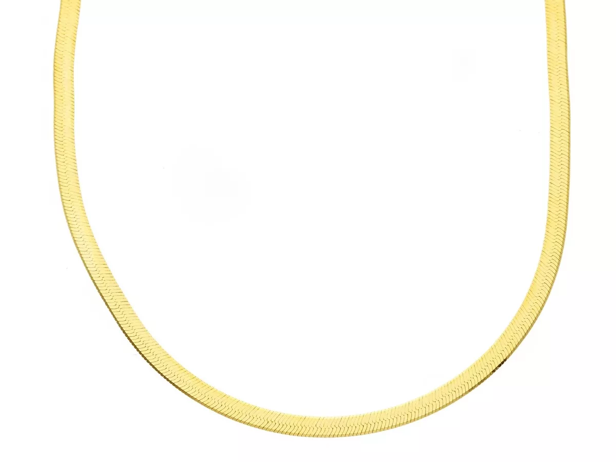 18K YELLOW GOLD CHAIN FLAT SMALL 2mm BOX SNAKE FISHBONE, 16