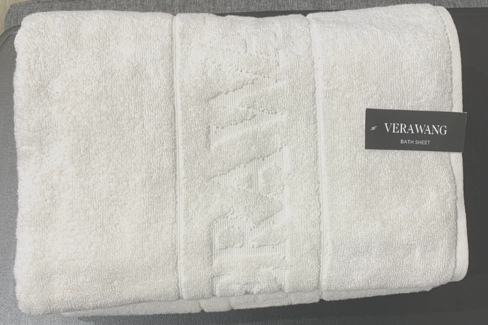 CONJUNTO DE 2 Novo Lençol de Banho VERA WANG Esculpido LOGOTIPO Agr Creme 34 X 64 pol - Imagem 2 de 4
