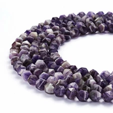 Teeth Amethyst Faceted Star Cut Beads 8mm 15.5" Strand