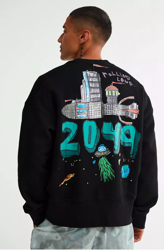 Rolling Loud Bass is Louder in Space 2049 Black Crew Sweatshirt UO MED M b2Ss - Picture 3 of 5