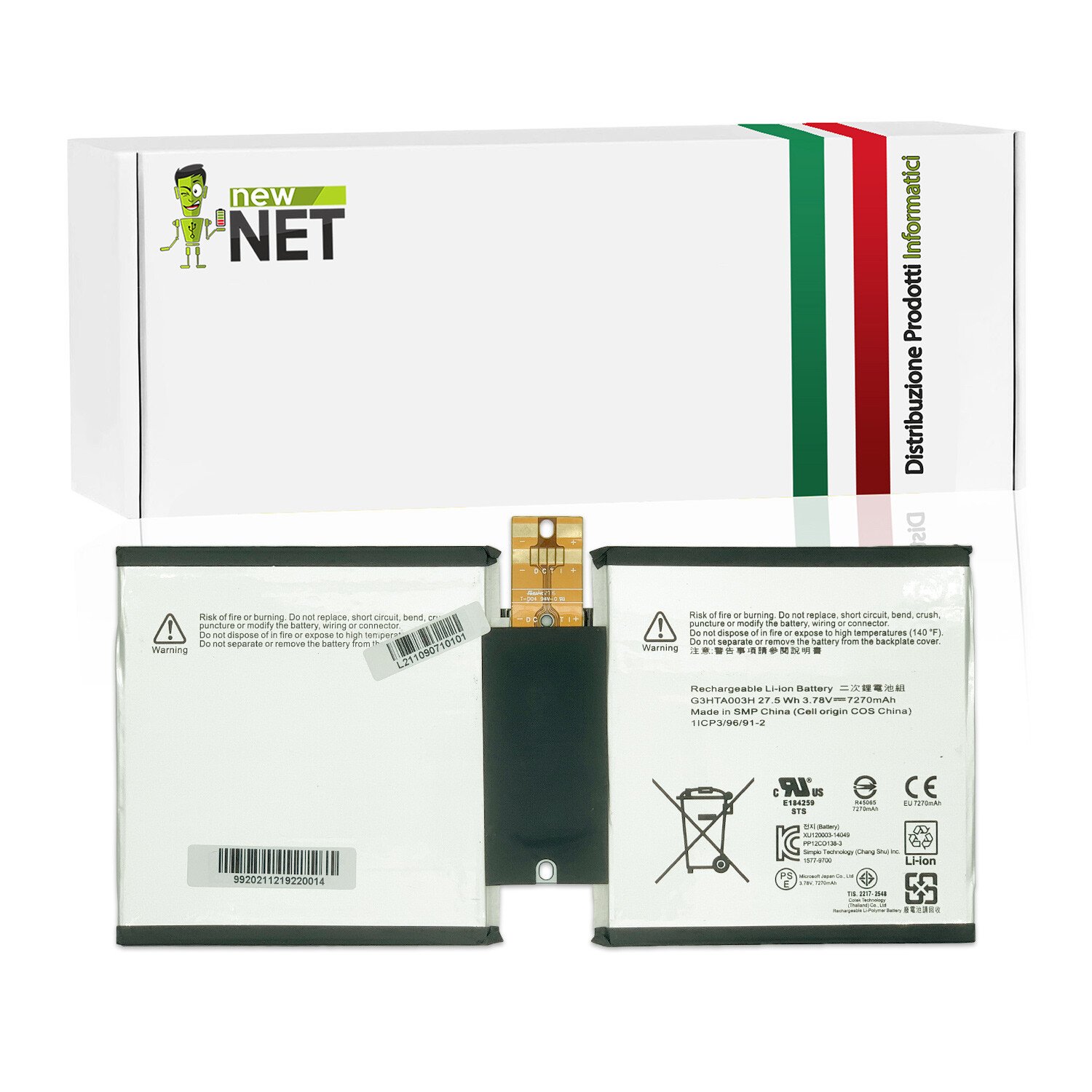 Batteria Microsoft G3HTA007H G3HTA004H 7270mAh - Ricambio per Surface 3
